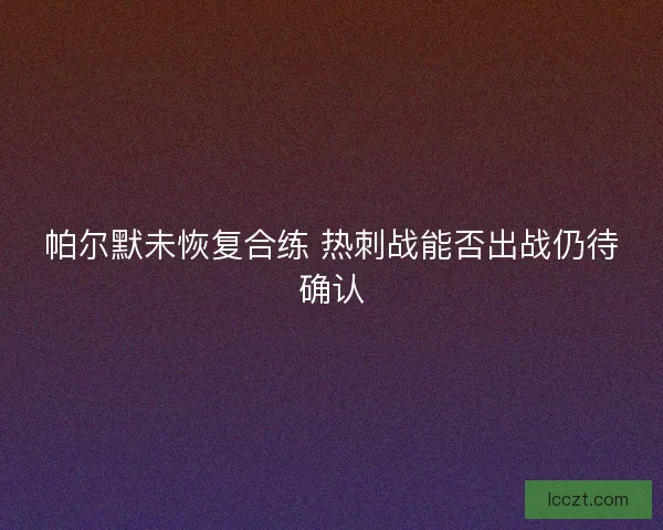 帕尔默未恢复合练 热刺战能否出战仍待确认